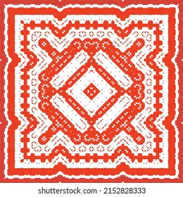 Ornamental talavera mexico tiles decor. Vector seamless pattern flyer. Minimal design. Red gorgeous flower folk print for linens, smartphone cases, scrapbooking, bags or T-shirts.