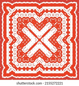 Ornamental talavera mexico tiles decor. Vector seamless pattern flyer. Minimal design. Red gorgeous flower folk print for linens, smartphone cases, scrapbooking, bags or T-shirts.
