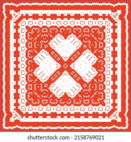 Ornamental talavera mexico tiles decor. Vector seamless pattern flyer. Minimal design. Red gorgeous flower folk print for linens, smartphone cases, scrapbooking, bags or T-shirts.