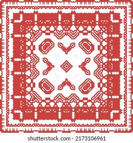 Ornamental talavera mexico tiles decor. Vector seamless pattern collage. Fashionable design. Red gorgeous flower folk print for linens, smartphone cases, scrapbooking, bags or T-shirts.