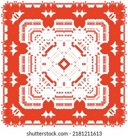 Ornamental talavera mexico tiles decor. Graphic design. Vector seamless pattern illustration. Red gorgeous flower folk print for linens, smartphone cases, scrapbooking, bags or T-shirts.