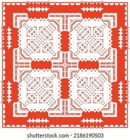 Ornamental talavera mexico tiles decor. Graphic design. Vector seamless pattern illustration. Red gorgeous flower folk print for linens, smartphone cases, scrapbooking, bags or T-shirts.