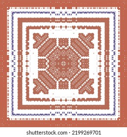Ornamental talavera mexico tiles decor. Graphic design. Vector seamless pattern arabesque. Red gorgeous flower folk print for linens, smartphone cases, scrapbooking, bags or T-shirts.