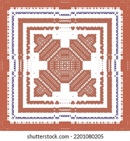 Ornamental talavera mexico tiles decor. Graphic design. Vector seamless pattern arabesque. Red gorgeous flower folk print for linens, smartphone cases, scrapbooking, bags or T-shirts.