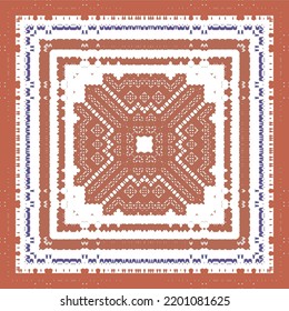 Ornamental talavera mexico tiles decor. Graphic design. Vector seamless pattern arabesque. Red gorgeous flower folk print for linens, smartphone cases, scrapbooking, bags or T-shirts.