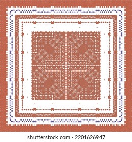 Ornamental talavera mexico tiles decor. Graphic design. Vector seamless pattern arabesque. Red gorgeous flower folk print for linens, smartphone cases, scrapbooking, bags or T-shirts.