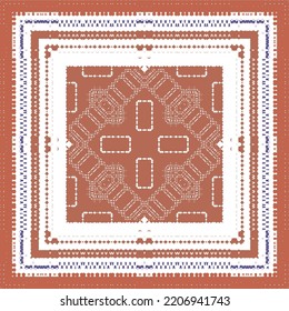 Ornamental talavera mexico tiles decor. Graphic design. Vector seamless pattern arabesque. Red gorgeous flower folk print for linens, smartphone cases, scrapbooking, bags or T-shirts.