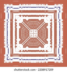 Ornamental talavera mexico tiles decor. Graphic design. Vector seamless pattern arabesque. Red gorgeous flower folk print for linens, smartphone cases, scrapbooking, bags or T-shirts.