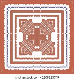Ornamental talavera mexico tiles decor. Graphic design. Vector seamless pattern arabesque. Red gorgeous flower folk print for linens, smartphone cases, scrapbooking, bags or T-shirts.