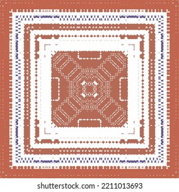 Ornamental talavera mexico tiles decor. Graphic design. Vector seamless pattern arabesque. Red gorgeous flower folk print for linens, smartphone cases, scrapbooking, bags or T-shirts.
