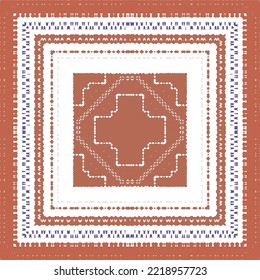 Ornamental talavera mexico tiles decor. Graphic design. Vector seamless pattern arabesque. Red gorgeous flower folk print for linens, smartphone cases, scrapbooking, bags or T-shirts.