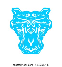 Ornamental tattoo cougar head. Abstract hand drawn style