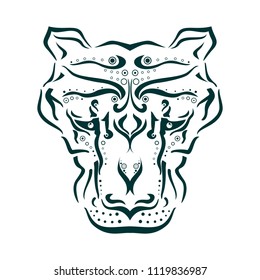 Ornamental tattoo cougar head. Abstract hand drawn style