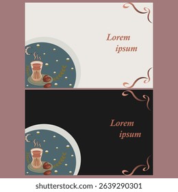 Ornamental Tea Label Frame Design - Light And Dark Theme Variants Background For Web And Social Media.