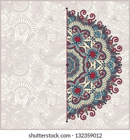 ornamental template with circle floral background