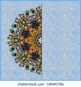 ornamental template with circle floral background