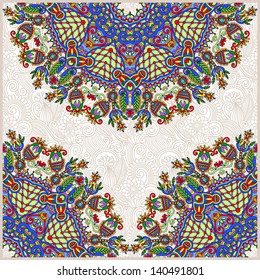 ornamental template with circle floral background