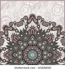 ornamental template with circle floral background