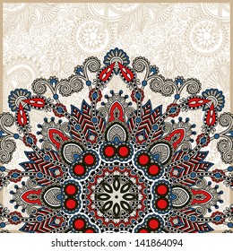 ornamental template with circle floral background