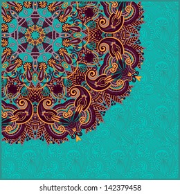 ornamental template with circle floral background