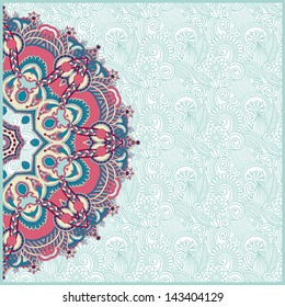 ornamental template with circle floral background