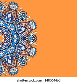 ornamental template with circle floral background