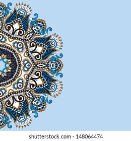 ornamental template with circle floral background