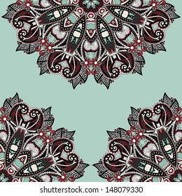 ornamental template with circle floral background