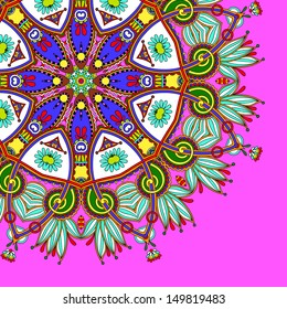 ornamental template with circle floral background