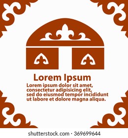 Ornamental template with yurt. Vector Illustration