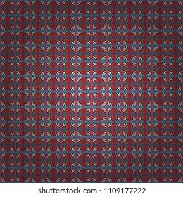 Ornamental texture with linear shapes, zigzag lines, lace pattern. For decor, fabric, textile, cloth. Simple abstract background in brown, yellow and orange colors. Vector geometric seamless pattern.