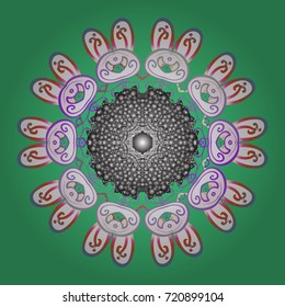 Ornamental texture with snowflakes and dots on a colorful background. Starry Sky. Falling snow.