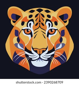 ornamental tiger head on a black background