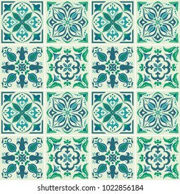 Ornamental tile background, vector seamless pattern