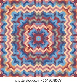 Projeto de vetor de padrão contínuo geométrico de azulejos ornamentais. Fundo colorido decorativo. Boho repete impressão têxtil. Moderno folk motifs patchwork amostra. Modelo sem fim de moda.