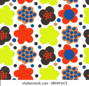 Ornamental, traditional, simple seamless pattern with flowers