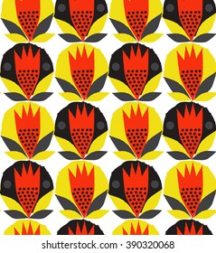Ornamental, traditional, simple seamless pattern with flowers
