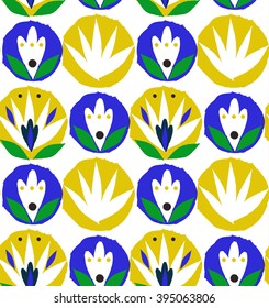 Ornamental, traditional, simple seamless pattern with flowers