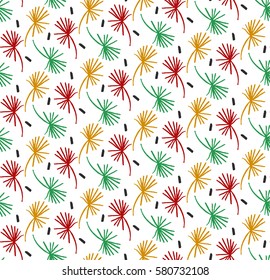 Ornamental, traditional, simple seamless pattern with flowers. Cute print with dot in scandinavian style sketch, hand-draw, child.