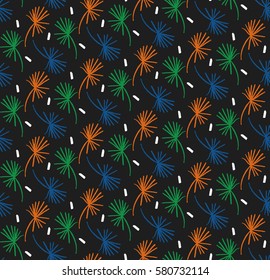 Ornamental, traditional, simple seamless pattern with flowers. Cute print with dot in scandinavian style sketch, hand-draw, child.