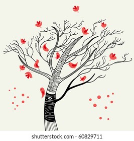 Ornamental tree with birds
