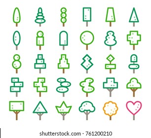 ornamental tree line icon set,editable stroke,pixel perfect icon 