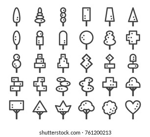 ornamental tree line icon set,editable stroke,pixel perfect icon 
