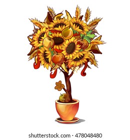 Ornamental tree a symbol of thanksgiving day. Vector illustration.