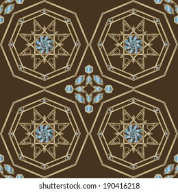 Ornamental triangular and hexagonal morocco seamless pattern. Orient traditional ornament. Oriental motif. Gradient. Moroccan tile.