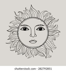Ornamental tribal sun totem