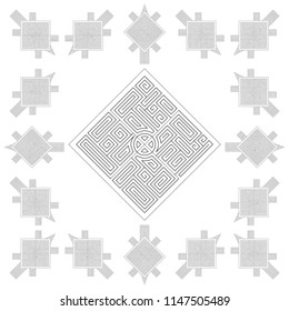 Ornamental turtle frame with Labyrinth inside background vector