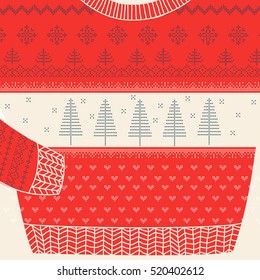 Ornamental Ugly Party Sweater Card. Vector