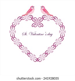 Ornamental Valentines day heart with two birds