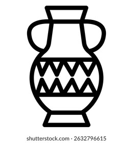 Ícone de vaso ornamental Vetor de contorno preto e branco